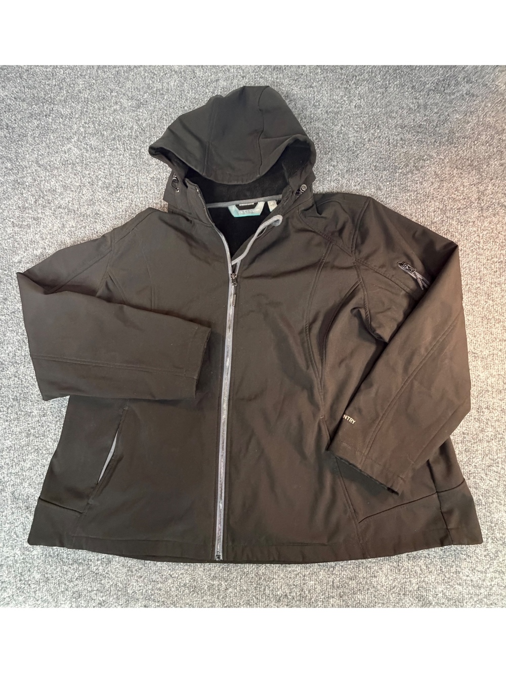Free Country Womens Black Softshell Jacket Size 3XL Water Resistant Fleece Lined